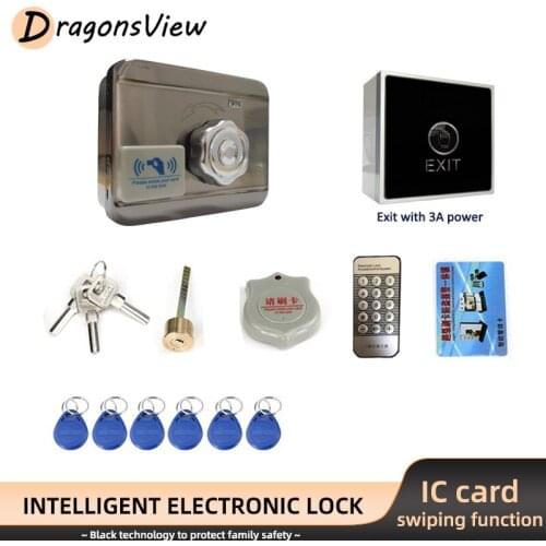 DragonsView Intercom Electronic Lock with 12V 3A Power Exit Button for Video Door Phone Intercom System Door Access Control