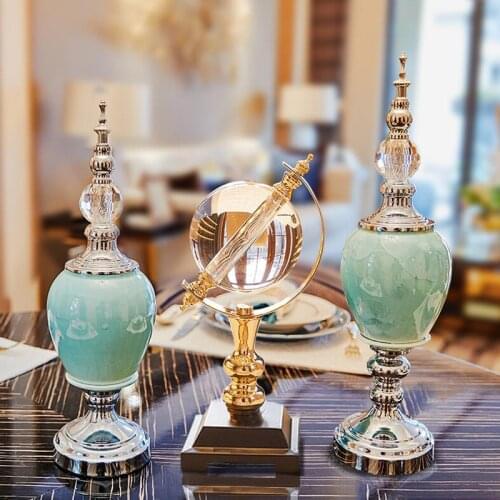 European Luxury Ceramic Ornaments Home Furnishing Decoration Crafts Livingroom Desktop TV Cabinet Figurines & Miniatures Decor