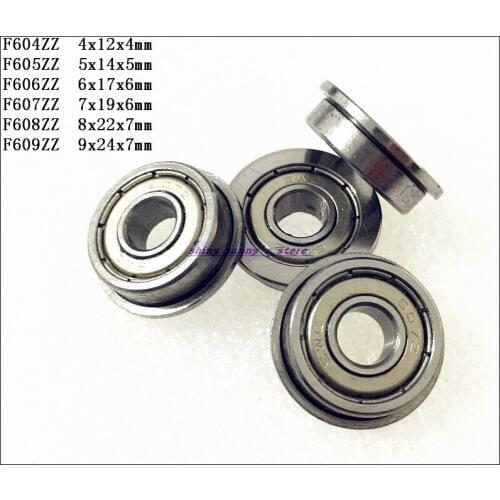3-5pcs/Lot F604ZZ , F605ZZ , F606ZZ , F607ZZ , F608ZZ , F609ZZ Flange Bearing Deep Groove Ball Radial Ball Bearing Brand New