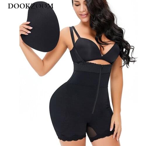 Butt Lifter Zipper Hooks Shapewear Waist Full Body Shaper Pad Fake Buttocks Lingerie Butt Hip Enhancer Fake Shapwear Bodysuit