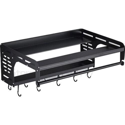 Space Aluminum Microwave Oven Rack Kitchen Organizer Storage Holder Oven Bracket Wall Mounted Shelf Bracket Oven Rack Thickened