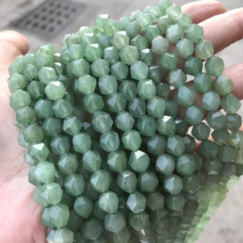 8mm Cut Star Angle Natural Green Aventurine Stone Beads For Jewelry Making Round Loose Faceted Aventurine Beads DIY Bracelet