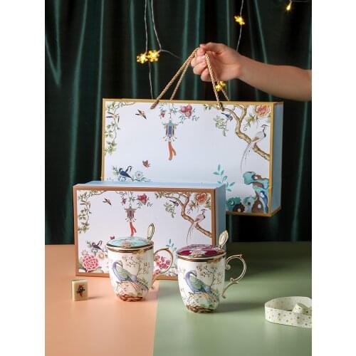 GY Mug Couples Coffee Cup Couple Cups-Couple Cups Gift Box Water Cup with Lid Wedding Gift Gift with Hand Gift