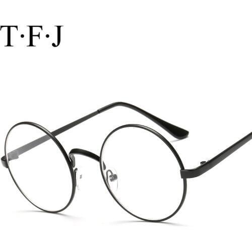 Fashion Women Glasses Frames Men Brand Metal Fake Glasses Transparent Vintage Round Eyeglasses Gold Shield Frame Spectacles