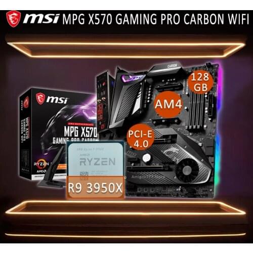 MSI MPG X570 GAMING PRO CARBON WIFI Gaming Motherboard With AMD Ryzen 9 5900X Motherboard Cpu Full Combo DDR4 X570 Placa-mãe AM4