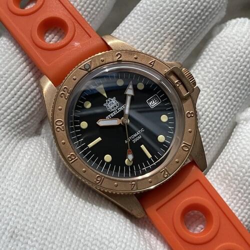 STEELDIVE SD1966S Black Dial 41.5MM Bronze Case Sapphire Glass 200M Waterproof NH35 Automatic Mens Dive Watch