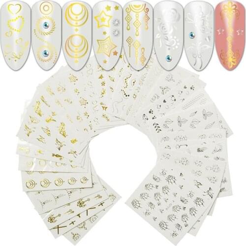 30 PCS/Set Nail Art Sticker Water Transfer Mixed Pattern Gold Silver Watermark DIY Design Decorationnail Art Patch Manicure Tool