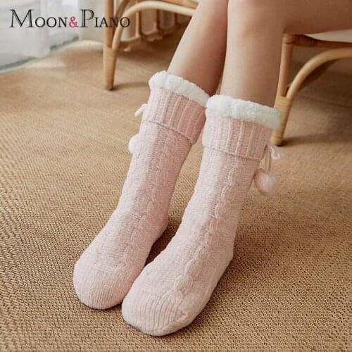 Floor Socks Winter Snow Skiing Thickened Warmth Fashion Simple Pure Color Womens Home Comfortably Sleeping Adult Trendy Sock