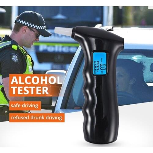 2020 New Digital LCD Alcohol Tester Detector Breathalyzer Quick Response Alcotester with 5 Mouthpieces for Police