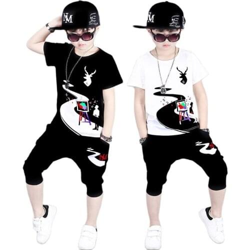 3-15T New Summer Children Clothing Boys Clothes Short Sleeve 2pcs Sports Suit School Kids Clothes Sets for Boys Casual Tracksuit