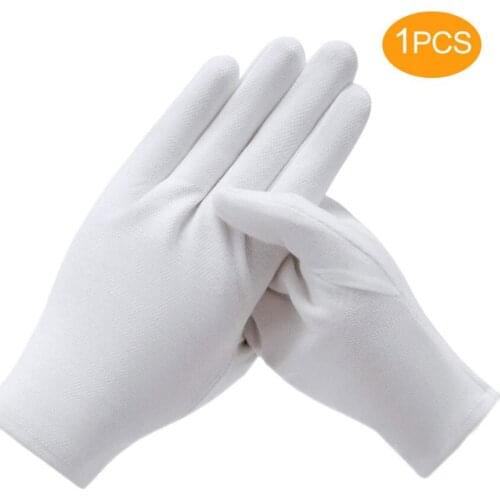 1 Pair White Gloves Soft Cotton Gloves Coin Jewelry Silver Inspection Gloves Stretchable Lining Glove Motorcycle Gloves