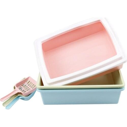 Hot Sale Cat Litter Box Self Cleaning Litter Box Pet Cat Litter Box Square Semi-closed Splash-proof Litter Box Cat Toilet Free