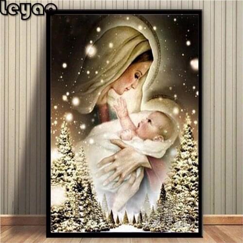 Full Round Diamond Mosaic Religion Madonna Icon 5D DIY Diamond Painting Virgin Mary Religious Icons Diamond Embroidery Wall Art