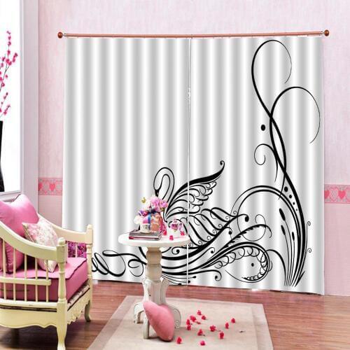 Simple style Swan for Bedroom Living Room White Exquisite Curtains Creative home Drapes