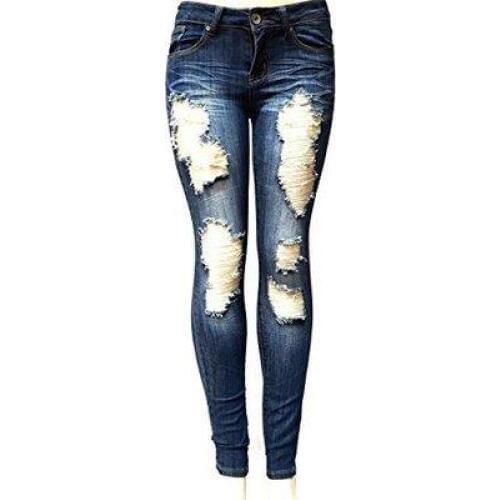 Hole Ripped Pant Women Pants Cool Denim Vintage Stretch Mid Waist Casual Pencil Pants Female Trousers