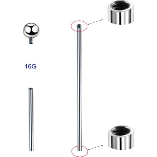 10Pc 1.2x16/38mm 16G Internally Threaded Barbell Stainless Steel Ball Nipple Industrial Piercing Jewelry Replacement Accessories