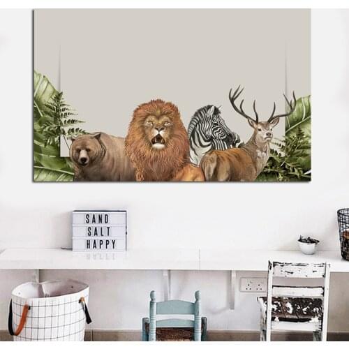 Tiger Bear Printing Picture Wall Poster Modern Canvas Poster Animal Poster and Print Frameless Painting for Interior Home