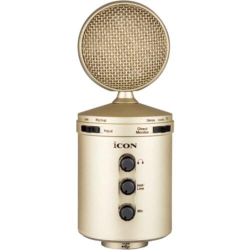 ICON U24 large diaphragm USB recording microphone with inner sound card for podcasting,home studio/live recording