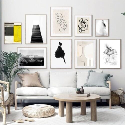 Abstract Line Retro Printer Fashion Woman Wall Art Canvas Painting Nordic Posters And Prints Wall Pictures For Living Room Decor