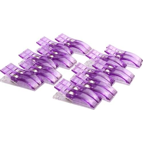 24pcs Purple Plastic Fabric Clips Clamps for Craft Sewing Quilting Binding Home Office School Kitchen Tools