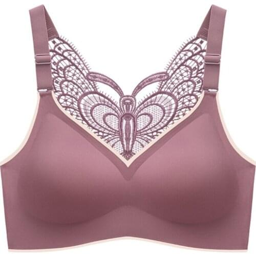 Women Plus Size Seamless Bra Sexy Butterfly Lace Back Padded Underwear Yoga Vest