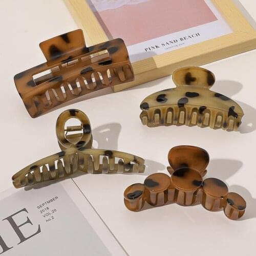 Hair Clamp Large Geometric Hollow Barrette Tortoiseshell Leopard Acetate Hair Clip Hair Claw for Women Hair Accessories Women