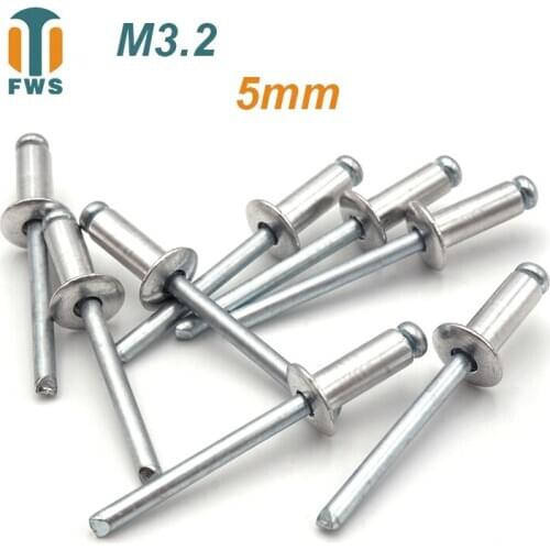 10 PCS M3.2 5mm DIN EN ISO 15977 GB /T 12618.1 Aluminum Open End Blind Rivets Pop Rivets With Protruding Head For Furniture