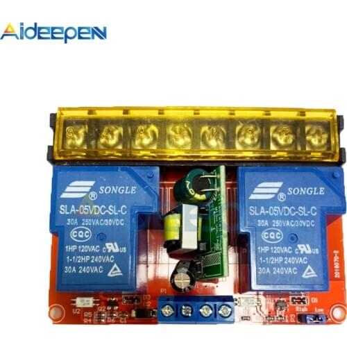 2 Channels 30A High and Low Level Trigger Control Relay Module with Isolation DC5V/AC100-250V Relay Switch Board
