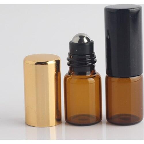 2ml amber jaffa flask with golden black lid, empty aluminium ball perfume bottle