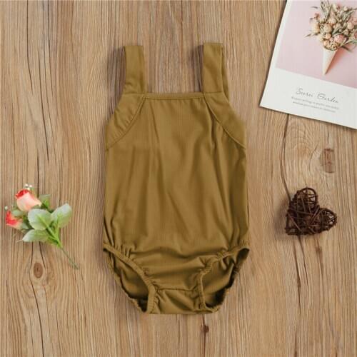2021 Summer Girls One-piece Swimsuit Children Girls Simple Style Solid Color Sleeveless Suspender Swimwear for Vacation Wear