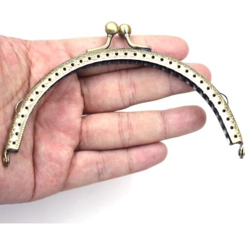 30PCS 12.5cm Arch Metal Purse Frames Kiss Clasps Clips Buckle Handbag Handles Sewing Holes DIY Luggage Accessories Bronze Tone