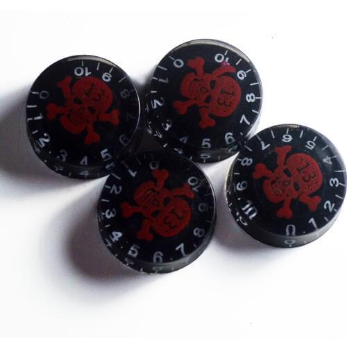 4pcs Red Skull Electic Guitar Knob Speed Control Knobs for Les Paul Style Guitar Replacement Electric Guitar Parts