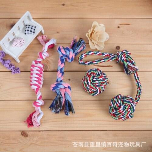 4 Pieces Dog Toys Puppy Teeth Cleaning Hand Made Braided Ball Cotton Rope Knot Chew Toy for Small Dogs Accessories Pet Supplies