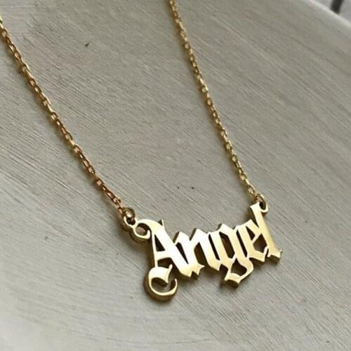5043351 Han Zhishang English letter Angel Necklace creative simple clavicle chain