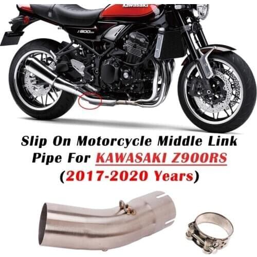 51mm Slip On For Kawasaki Z900RS 2017-2019 Motorcycle Exhaust Muffler Modified Connection Stainless Steel Middle Tube Link Pipe