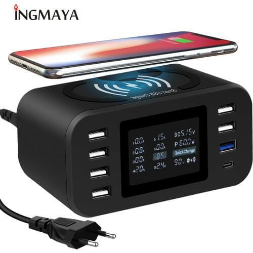 Qi Wireless Charger Quick Charge 3.0 Fast Charging Station 60W For Samsung S9 S8 Mi Nexus LG Sony Moto Nokia QC3.0 Power Adapter