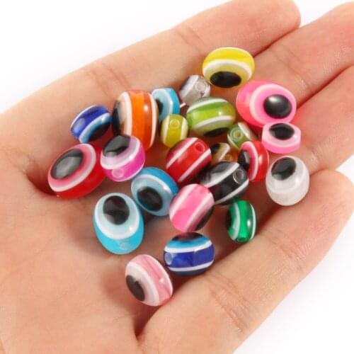 6/8/10mm Mixed Oval Shape Evil eye Resin Acrylic Spacer Beads for Needlework Jewelry Making DIY Bracelet Necklace Accessories