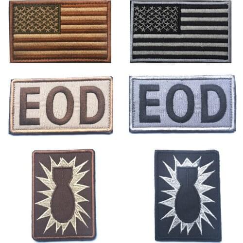 US Flag EOD Embroidery Patch Emblem Armband Badge Military Decorative Sewing Applique Embellishment Tactical Patches