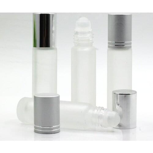 Jxcaih 1Pcs 10Ml Thick Frosted Glass Essential Oil Perfume Bottle Massage Roller Cosmetic Empty Refillable