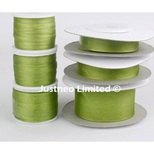 256 Forest Green 100% Pure Silk Ribbon for Embroidery Handcraft Double Face Taffeta Silk Tape 2/4/7/10/13/20/25/32mm,10/30/100m