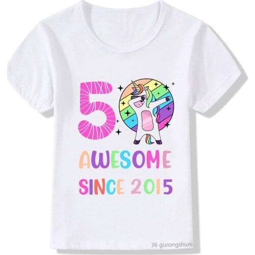 2021 hot sale baby t-shirt 8th birthday unicorn girls birthday shirt tops cute graphics summer girls t shirt birthday clothing