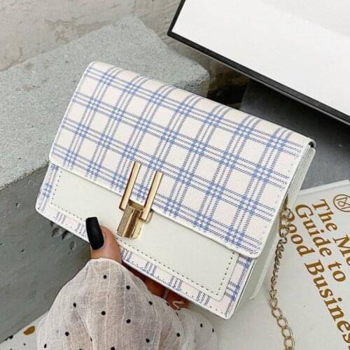 PVC Mini Womens Bag New Fashion Plaid Shoulder Bag Trendy Chain Buckle Crossbody Bags for Women 2021 Hit Color Texture Handbags