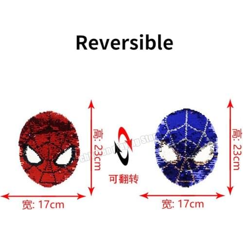 Marvel Spider-Man Patches for Clothing Double-sided Flip Sequin Patches Childrens Clothes Diy Patches Sewing Captain America