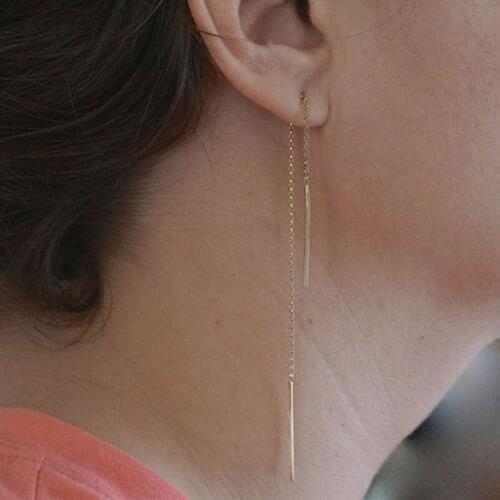 New Minimalist Silver Color Chain Long Tassel Drop Earring For Women Statement Dangle Earrings Personality Ear Line Jewelry Gift