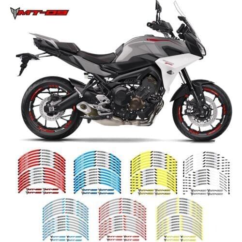 Motorcycle front and rear wheels Edge Outer Rim Sticker Reflective Stripe Wheel Decals For YAMAHA MT-09 TRACER