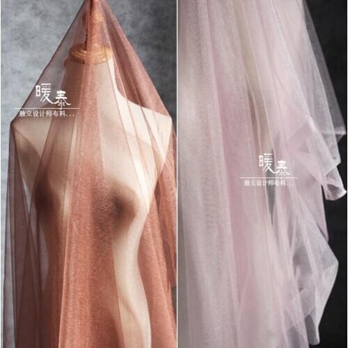 Pearlescent Tulle Fabric Pink Brown Blue DIY Scarf Veil Flower Decor Fluffy Skirt Wedding Dress fashion Designer Fabric