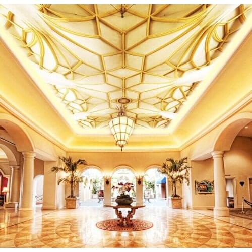 Custom ceiling wallpaper, European style luxury classical three-dimensional art ceiling wall waterproof papel de parede