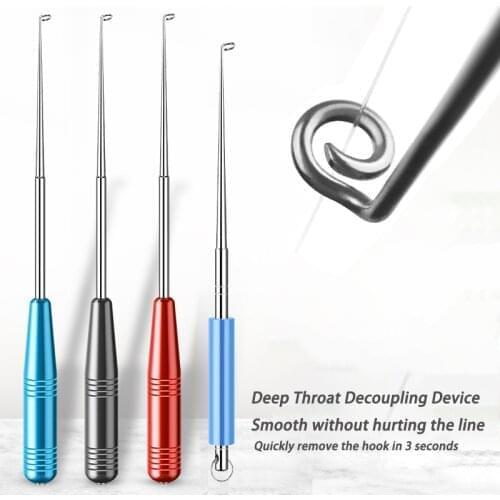 Hook Remover Space Aluminum Fishing Decoupling Device Portable Fishing Tool For Deep Throat Fish Hook Extractor Tools