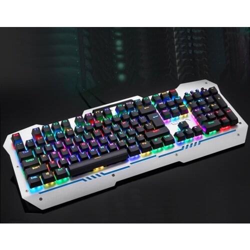 Metal Panel 104 Key USB Wired Rainbow/RGB Backlight Ergonomic Mechanical Gaming Keyboard Kailh Black/Blue/Red/Brown Switches