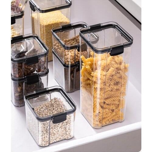 1800ml Transparent plastic jar, sealed PET container with lid set pasta household food storage box, nut seasoning storage jar
